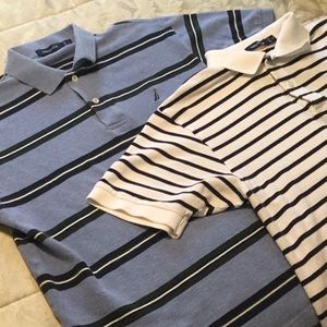 Nautica Stripe Polos two shirts medium
